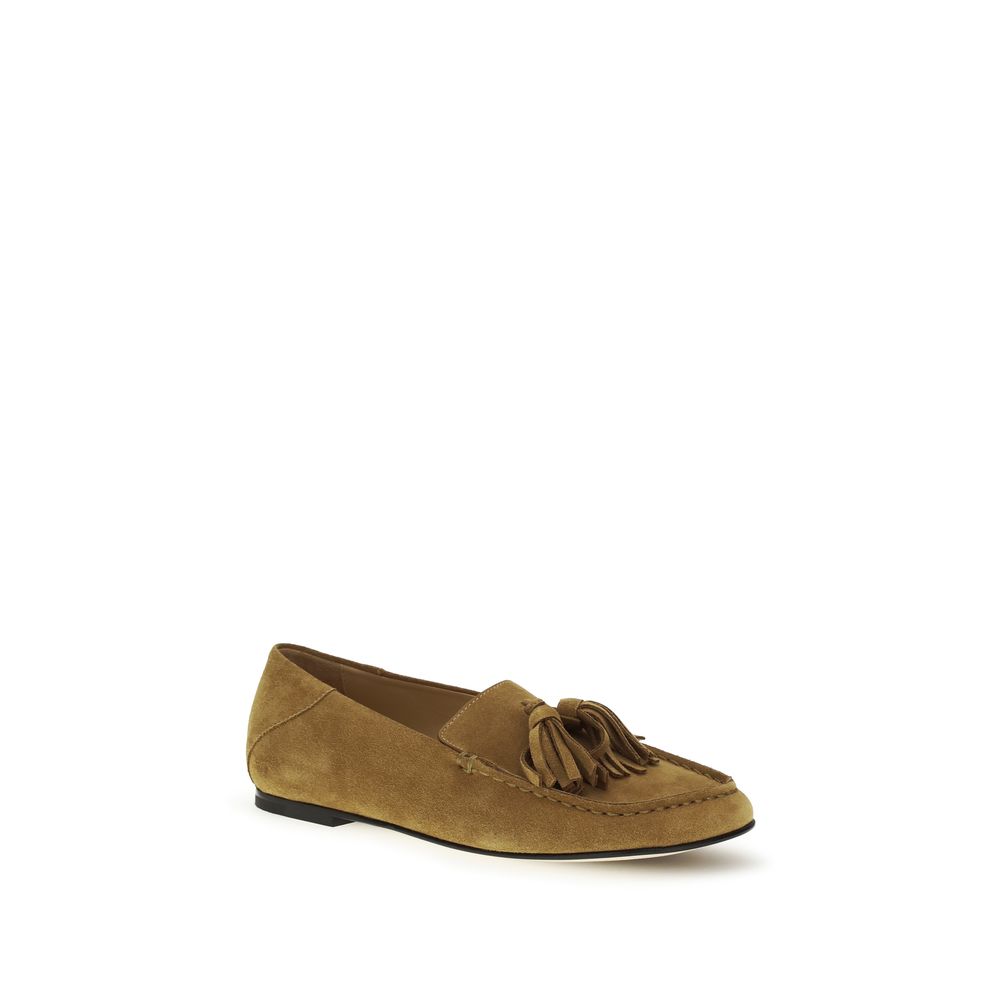 Beige Calf Leather Bos Taurus Slip-On Loafers