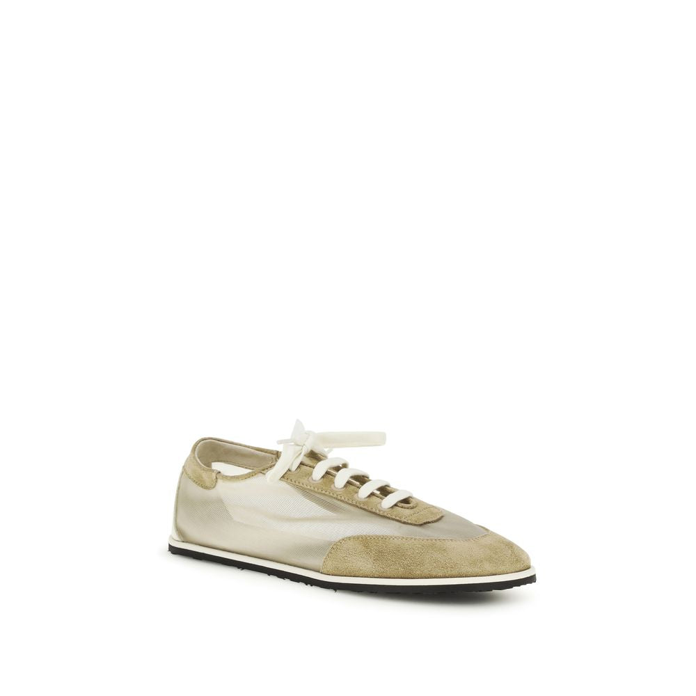 Beige Calf Leather Bos Taurus Low Top Sneakers
