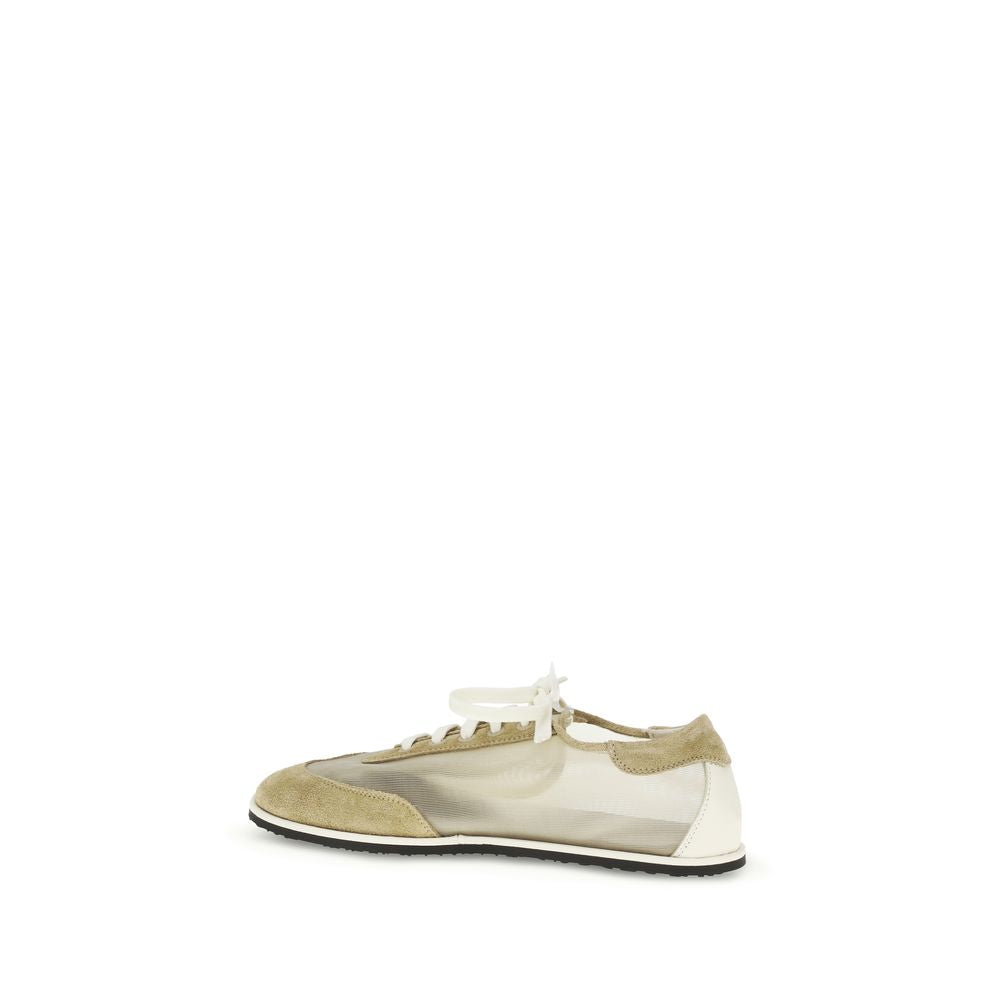Beige Calf Leather Bos Taurus Low Top Sneakers
