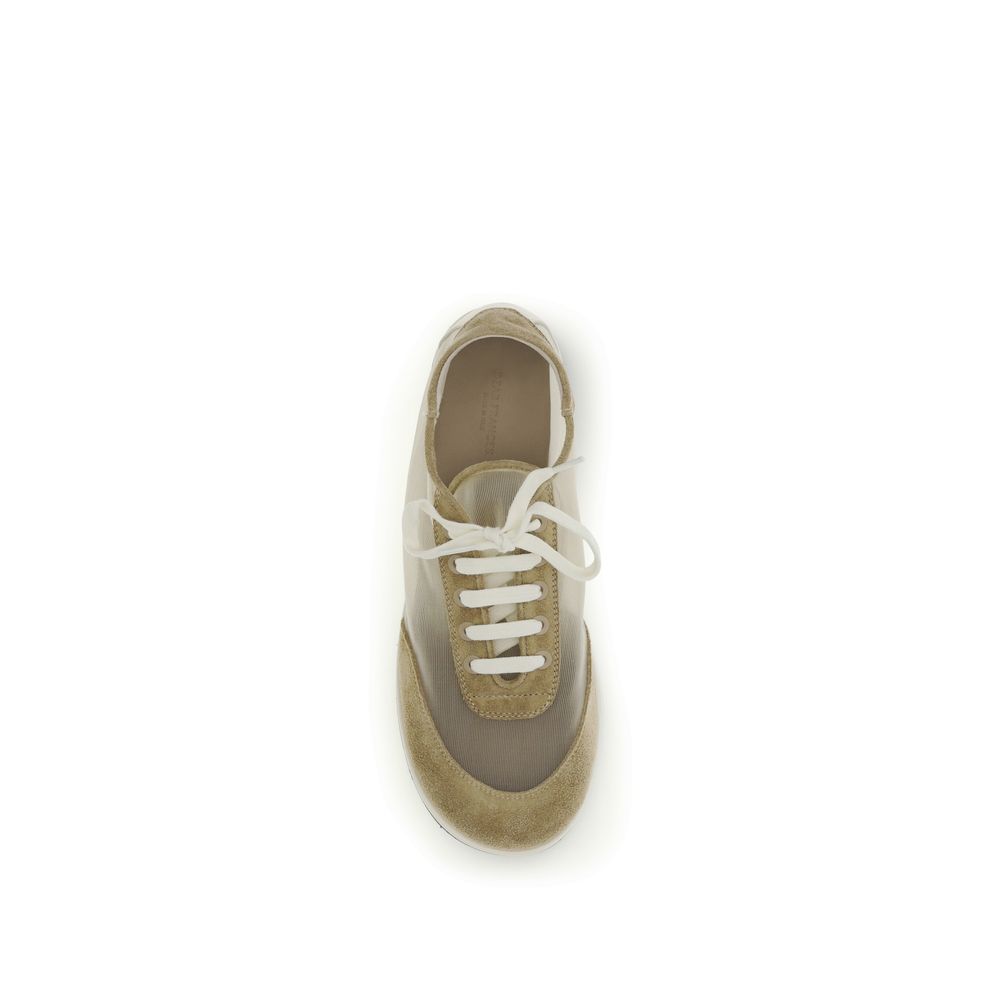 Beige Calf Leather Bos Taurus Low Top Sneakers