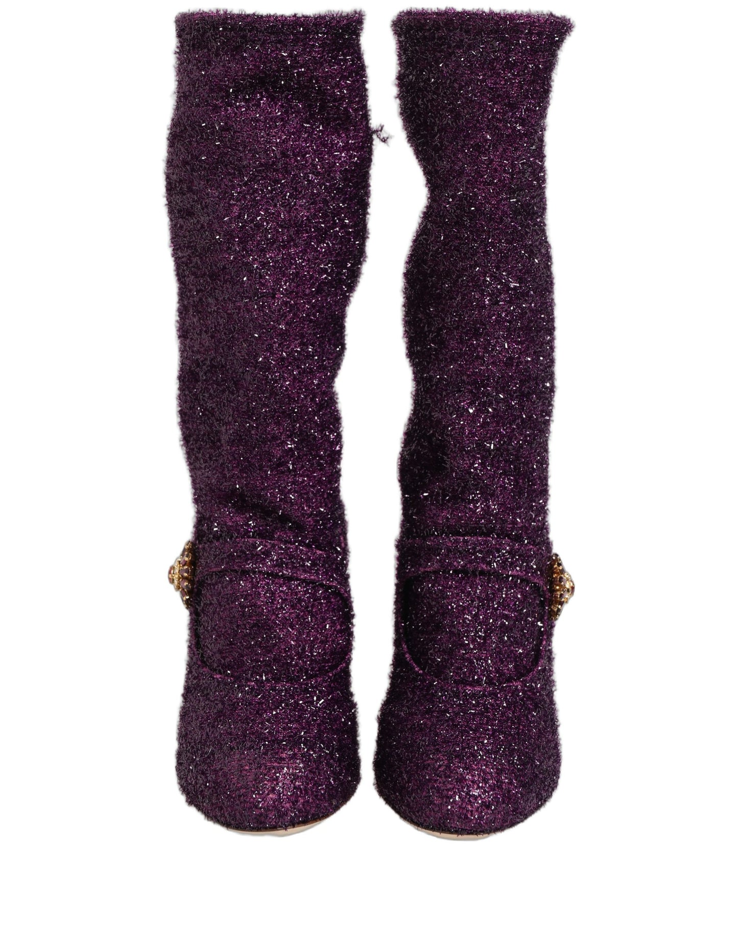 Purple Crystal Lurex Fantasy High Boots Shoes
