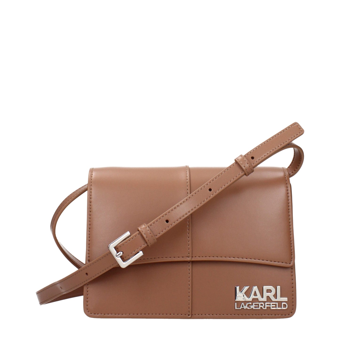 Brown Polyethylene Crossbody Bag