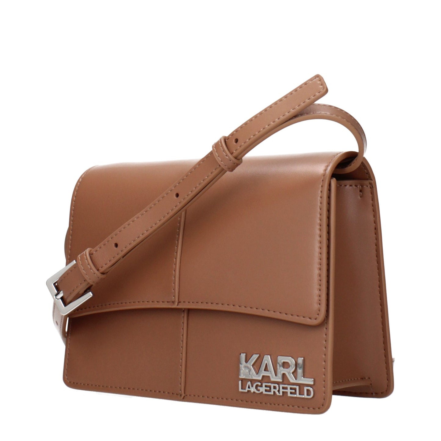 Brown Polyethylene Crossbody Bag