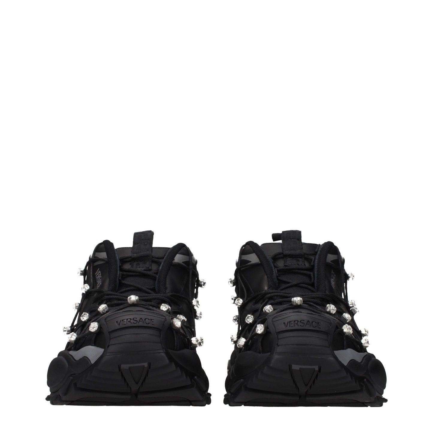 Black Fabric Chunky Sneakers