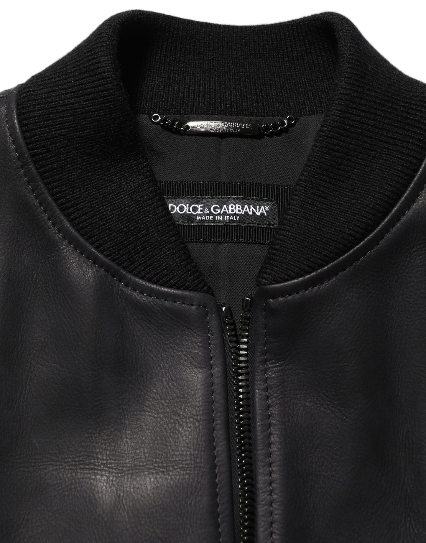 Black Leather Full Zip Men Biker Jacket