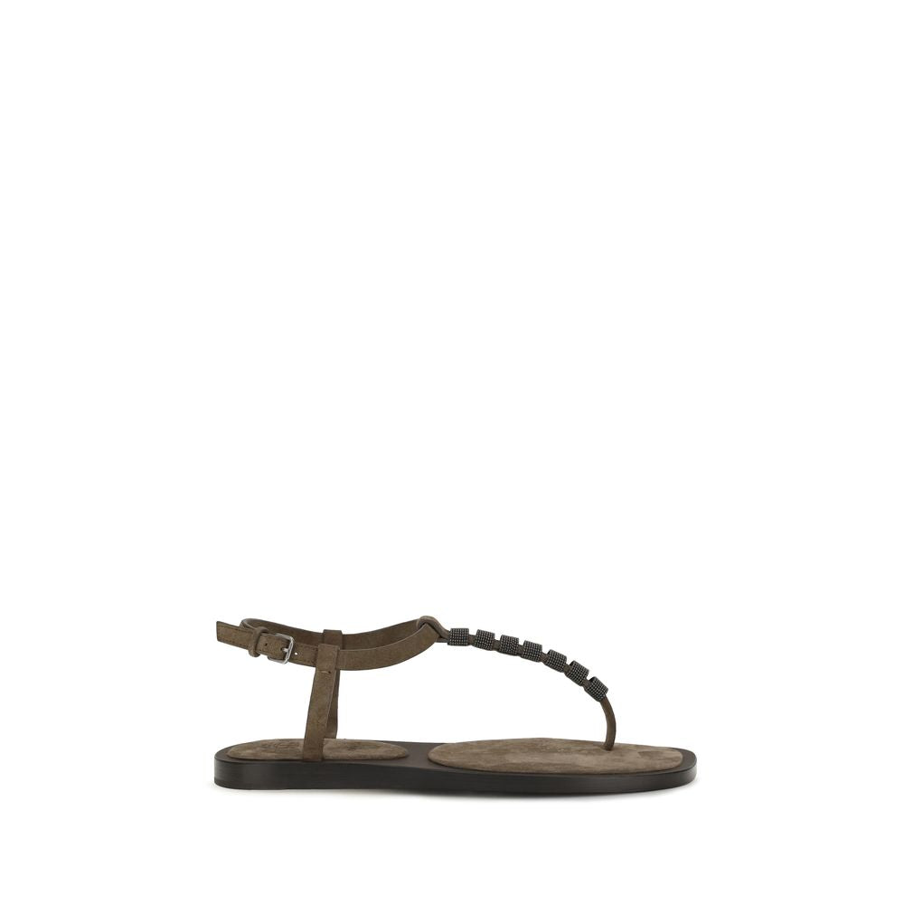 Brown Calf Leather Bos Taurus Flat Sandals