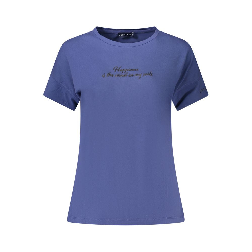 Blue Cotton Women T-Shirt