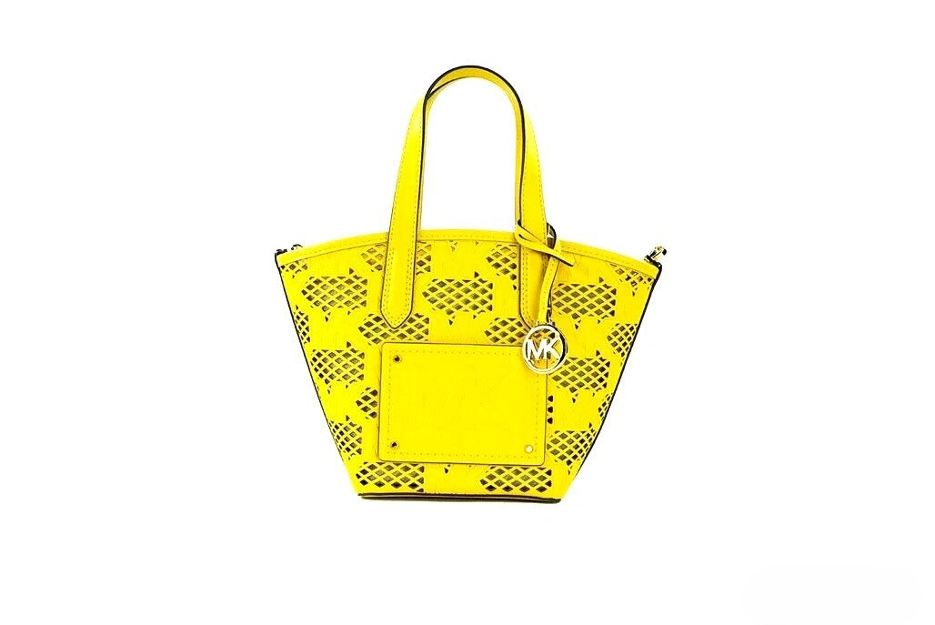 Michael Kors Kimber Small Daffodil Leather 2-In-1 Zip Tote Messenger Bag Purse