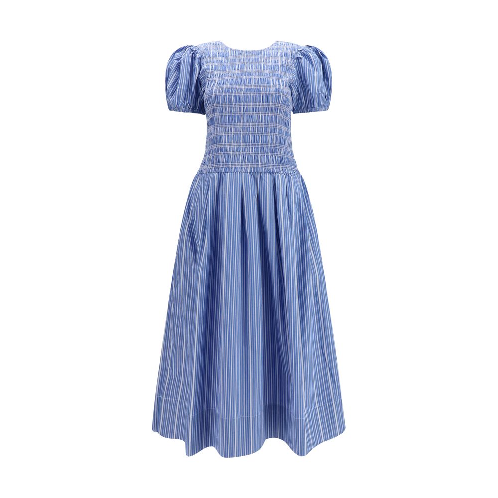 Blue Cotton Casual Dress