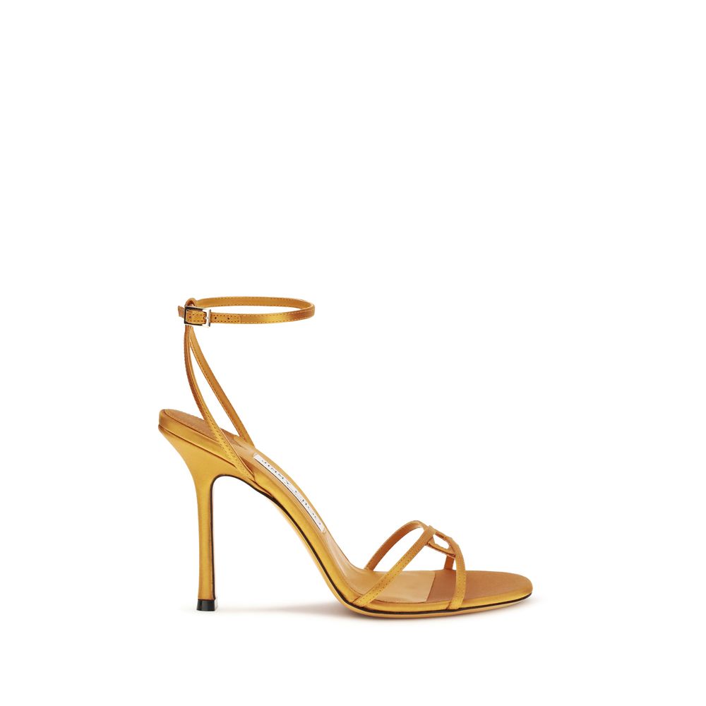 Orange Silk Stiletto Heel Sandals