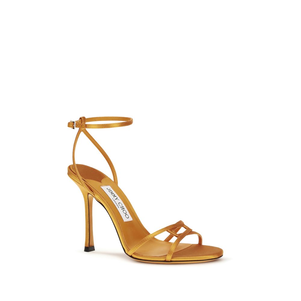 Orange Silk Stiletto Heel Sandals