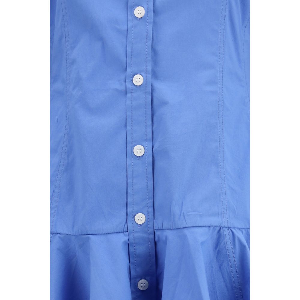 Blue Cotton Casual Dress