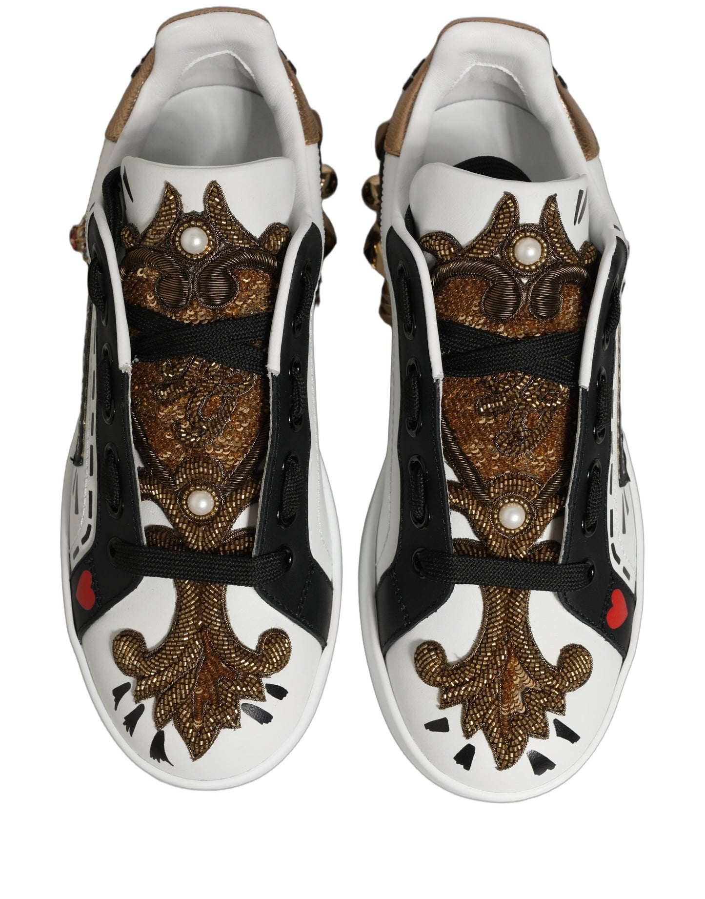 White Gold Studded Portofino Sneakers Shoes