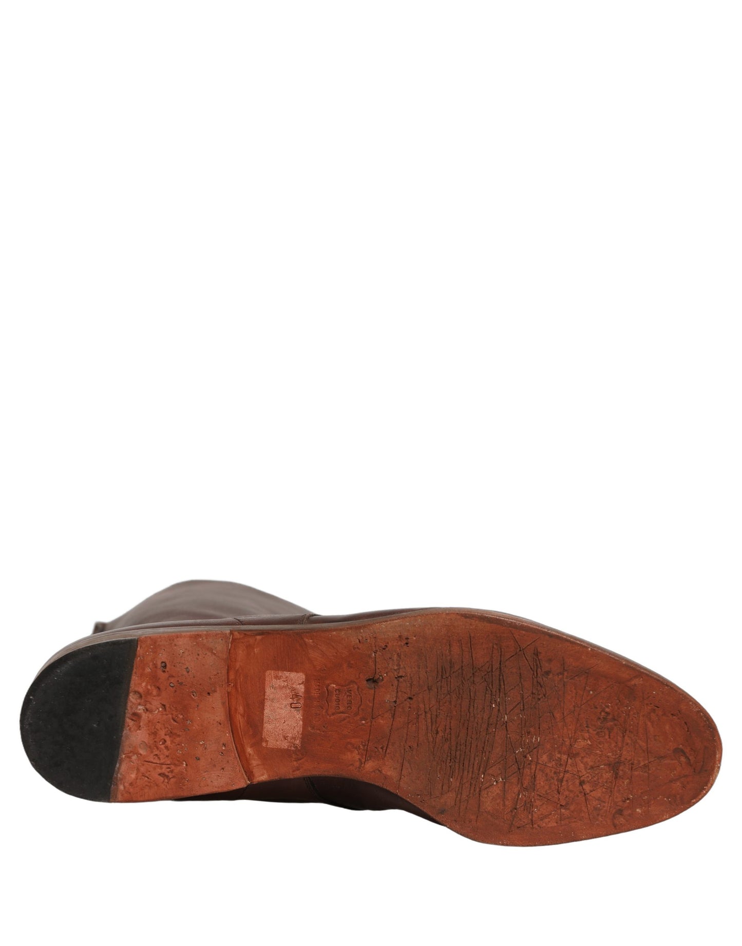Brown Leather Lace Up Mid Calf Boots Shoes