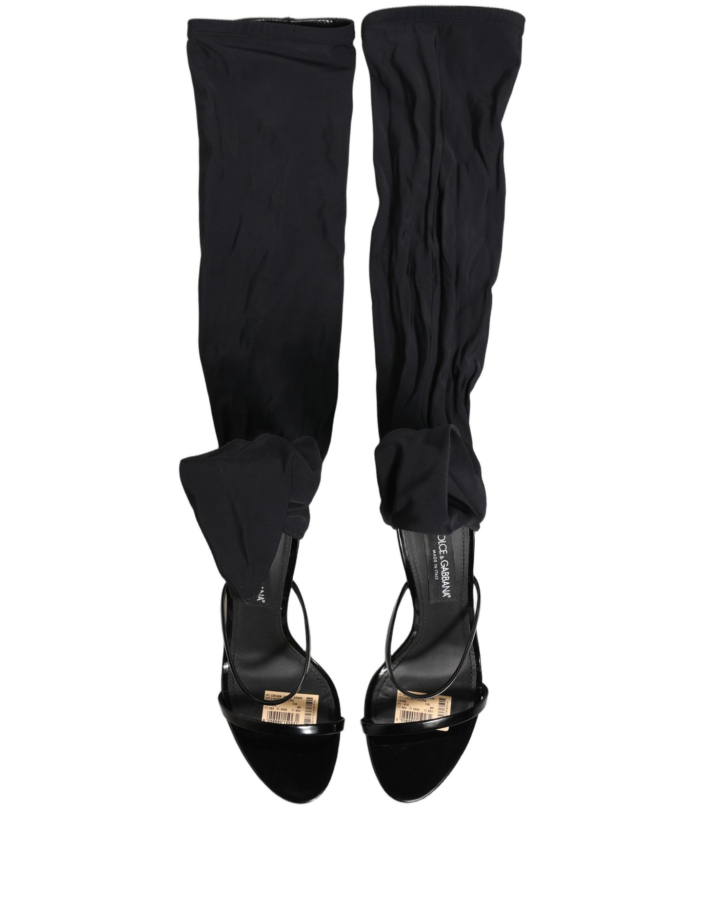 Stiletto Sandals Socks Knee High Boots Black