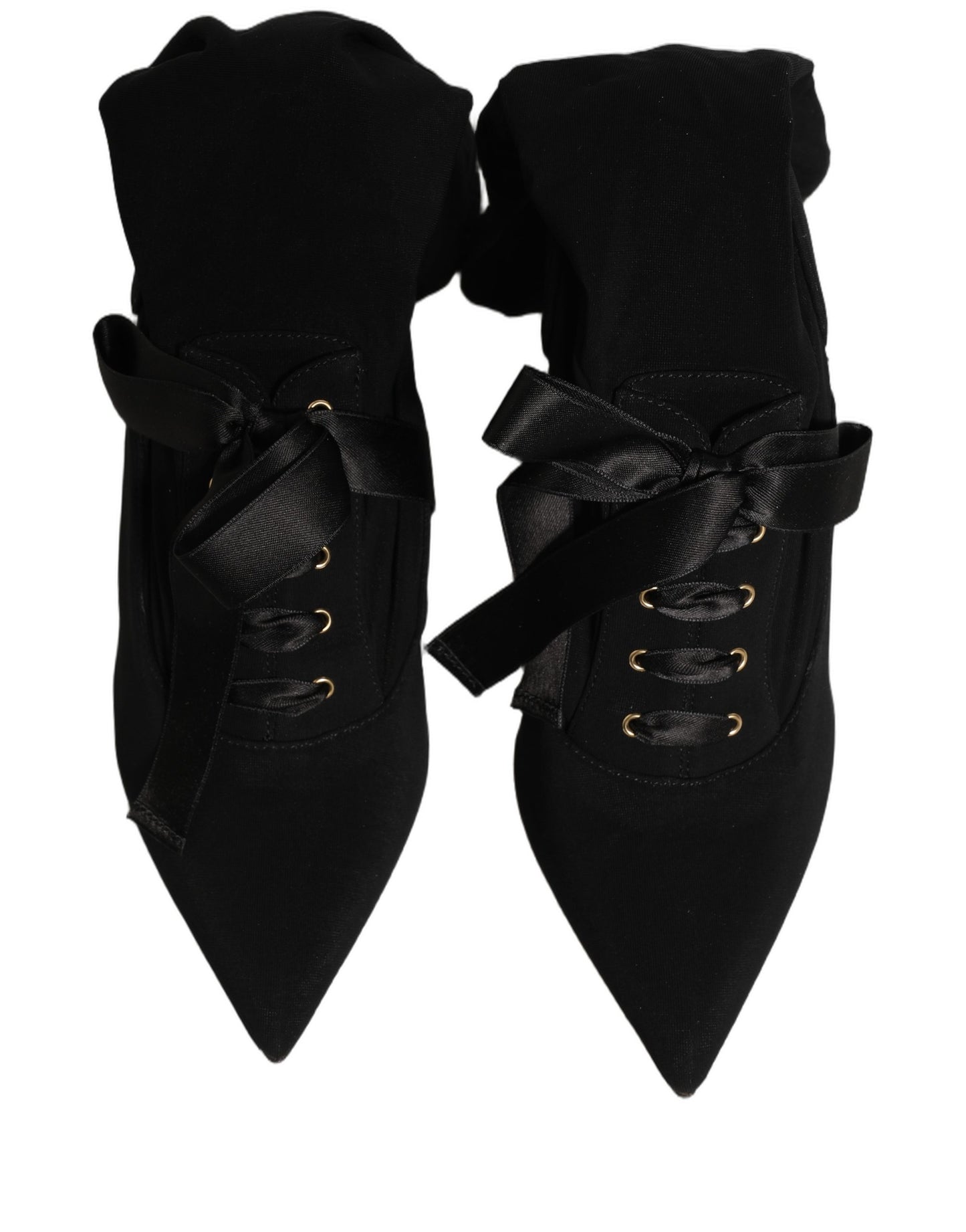 Black Stiletto Heels Mid Calf Boots Shoes
