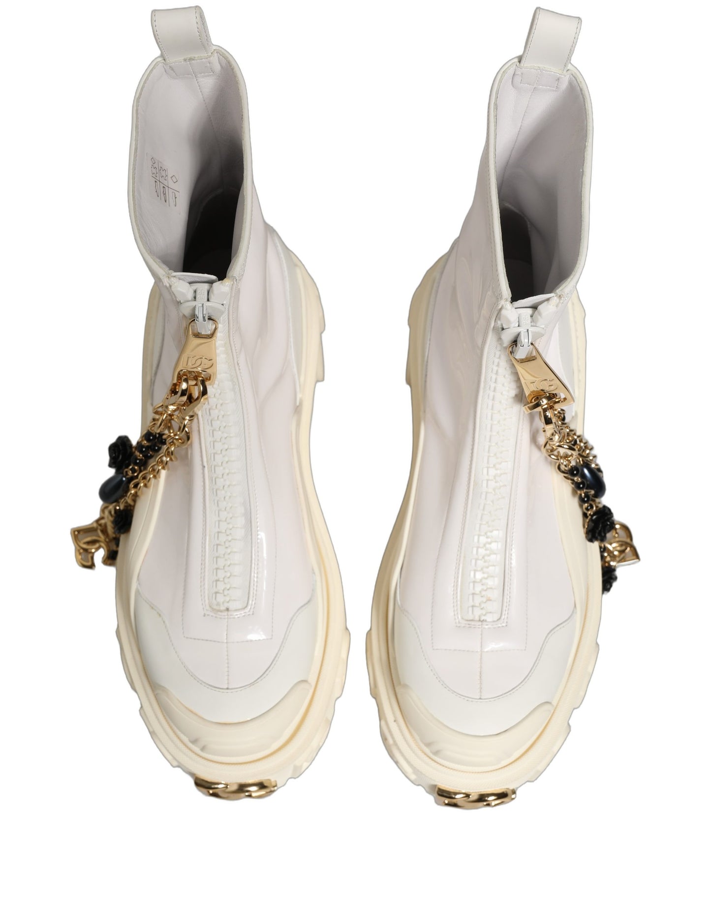 White Leather Rubber Logo Ankle Boots Shoes