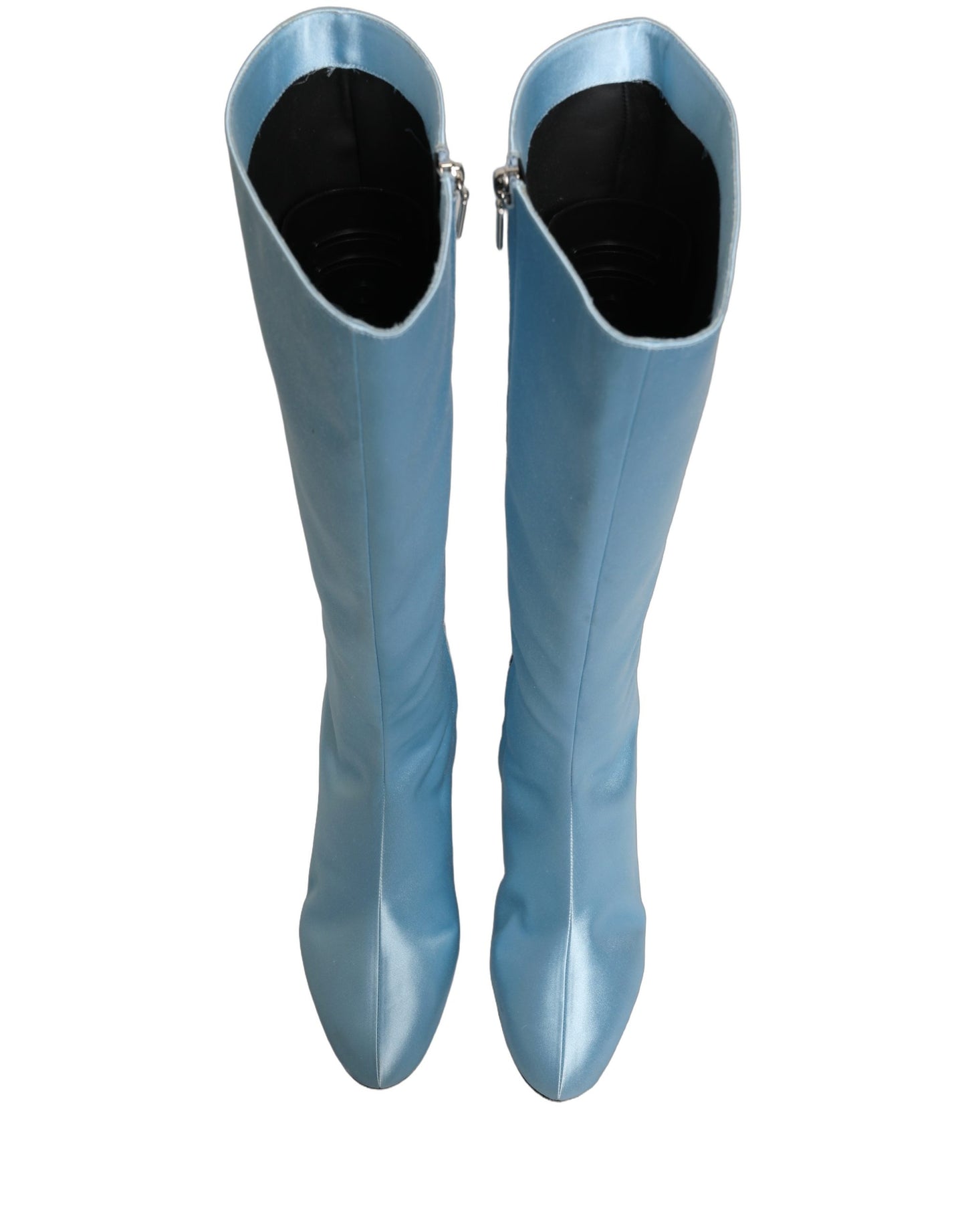 Light Blue Satin Knee High Boots Shoes