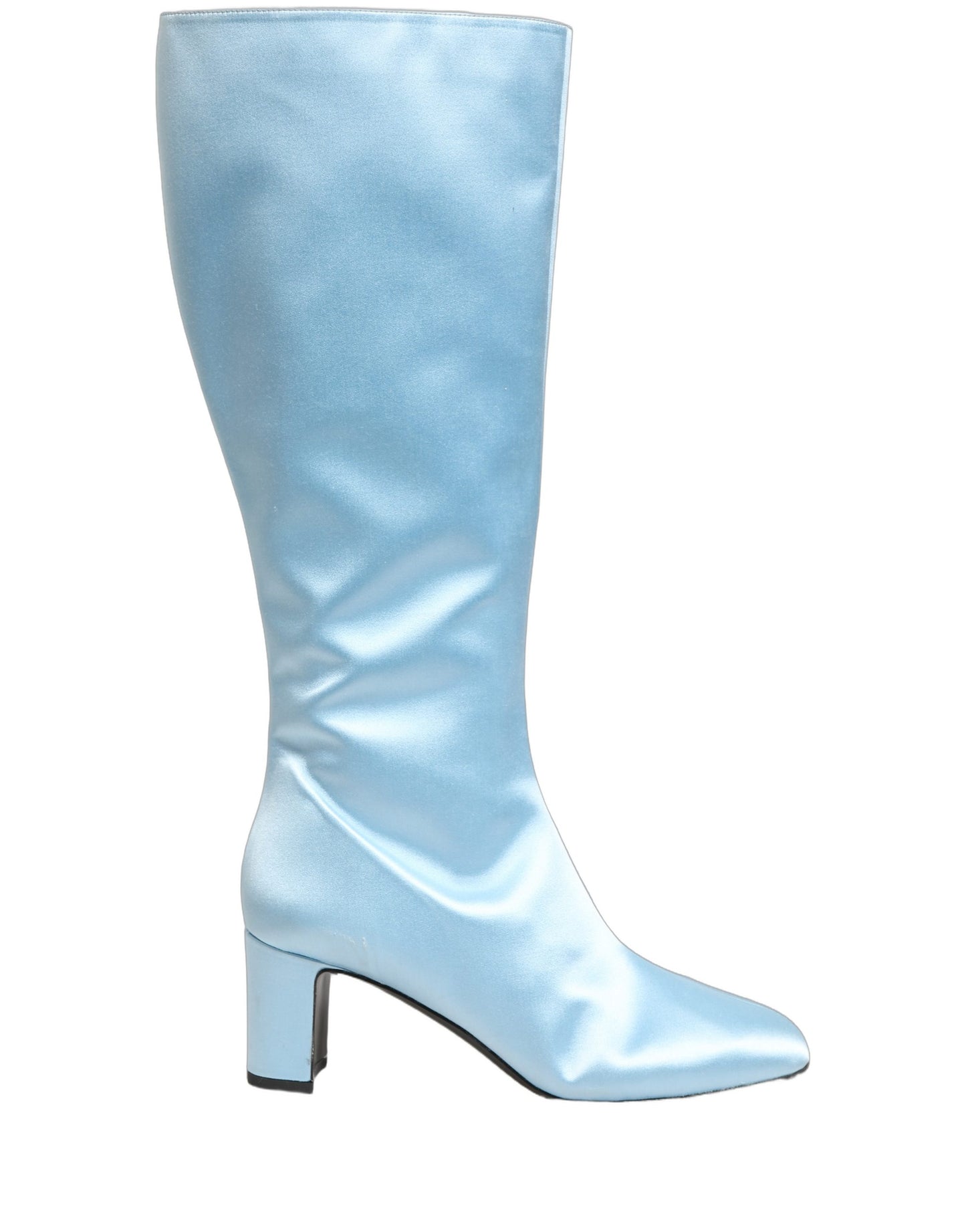 Light Blue Satin Knee High Boots Shoes