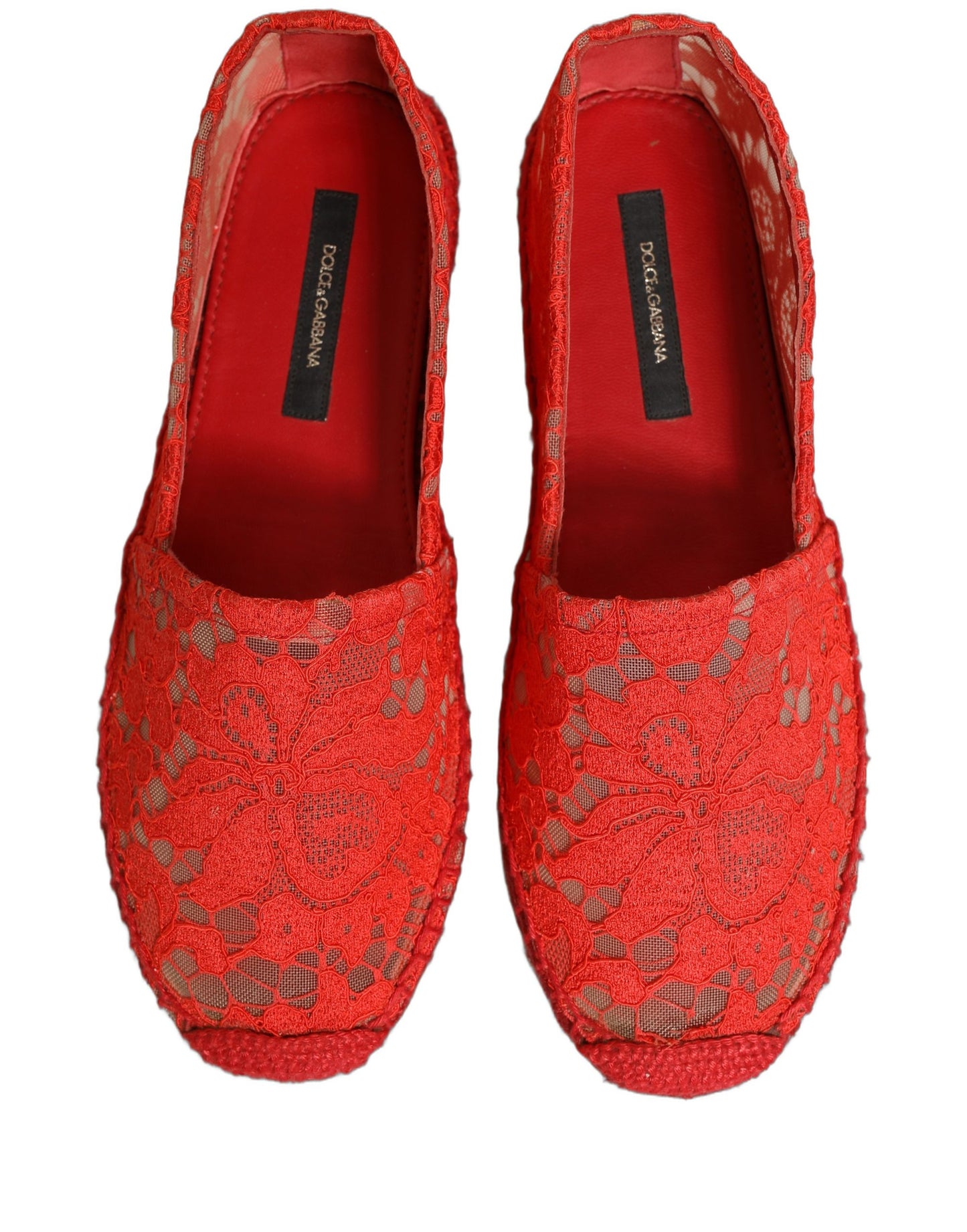 Red Taormina Lace Espadrille Flats Shoes