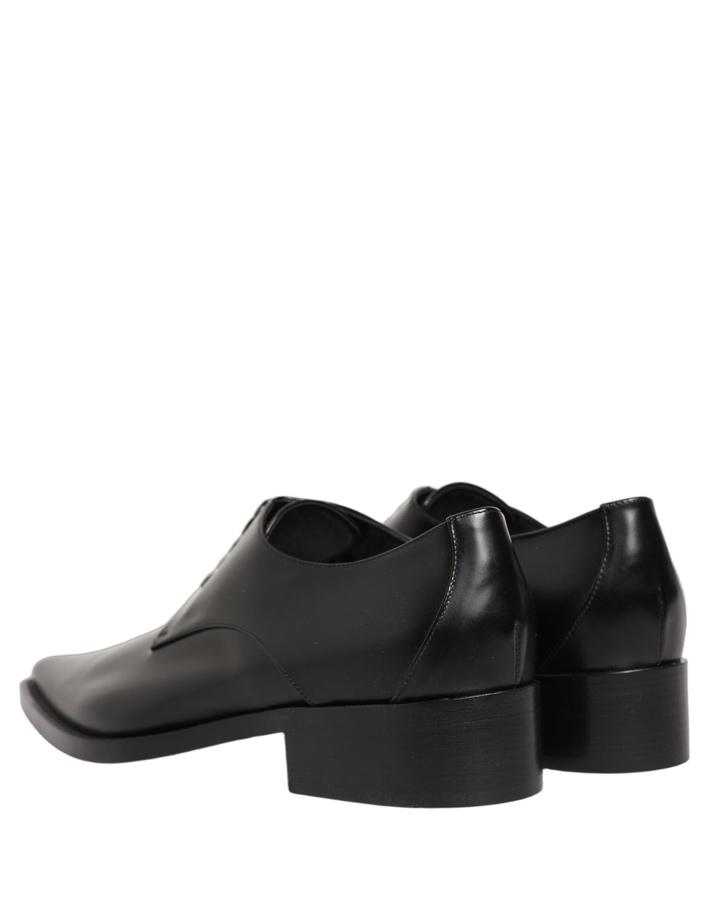 Black Leather Lace Up Derby Dress Shoes