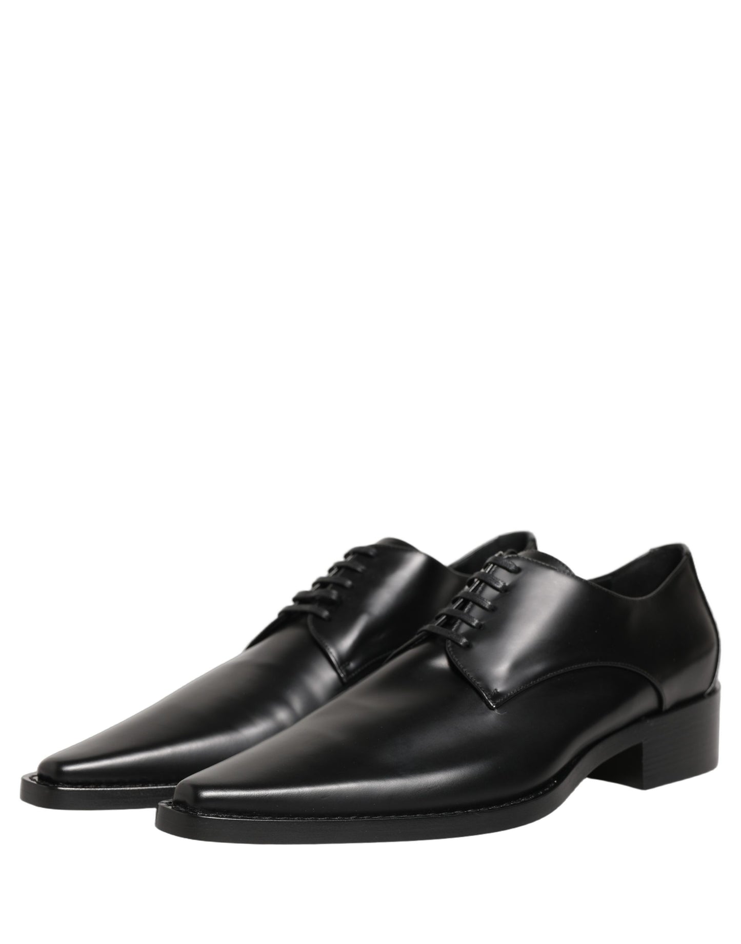 Black Leather Lace Up Derby Dress Shoes