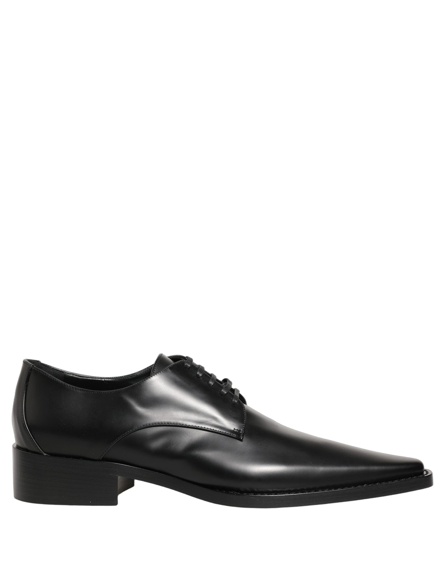 Black Leather Lace Up Derby Dress Shoes