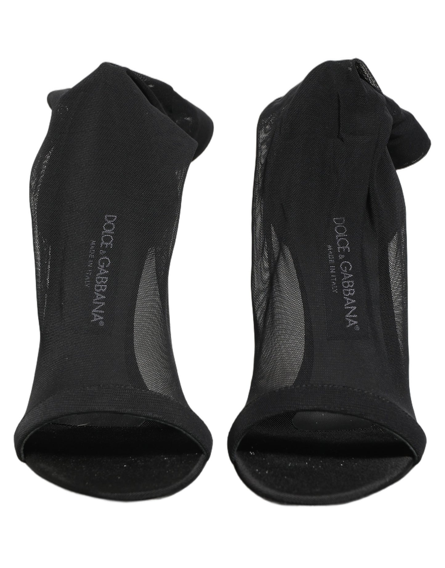 Black Nylon Mesh Sock Style Boots Shoes