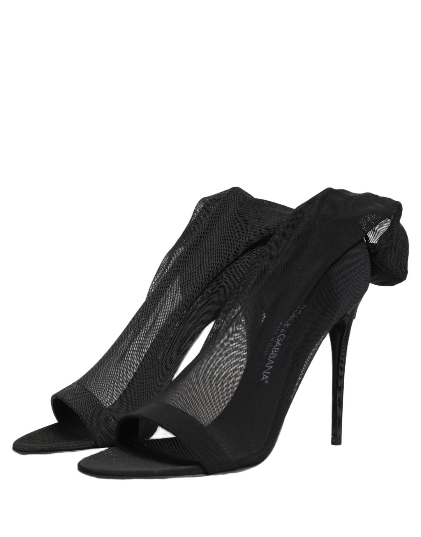 Black Nylon Mesh Sock Style Boots Shoes