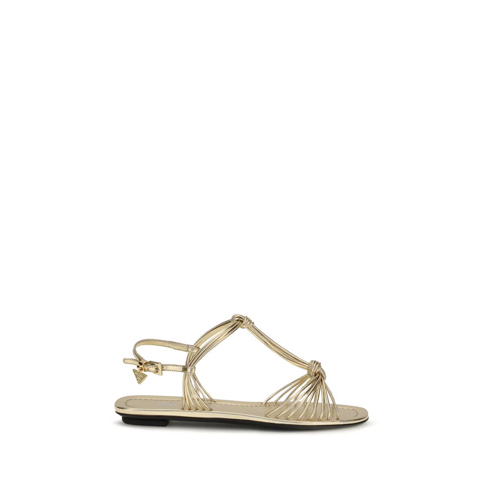 Gold Calf Leather Bos Taurus Flat Sandals