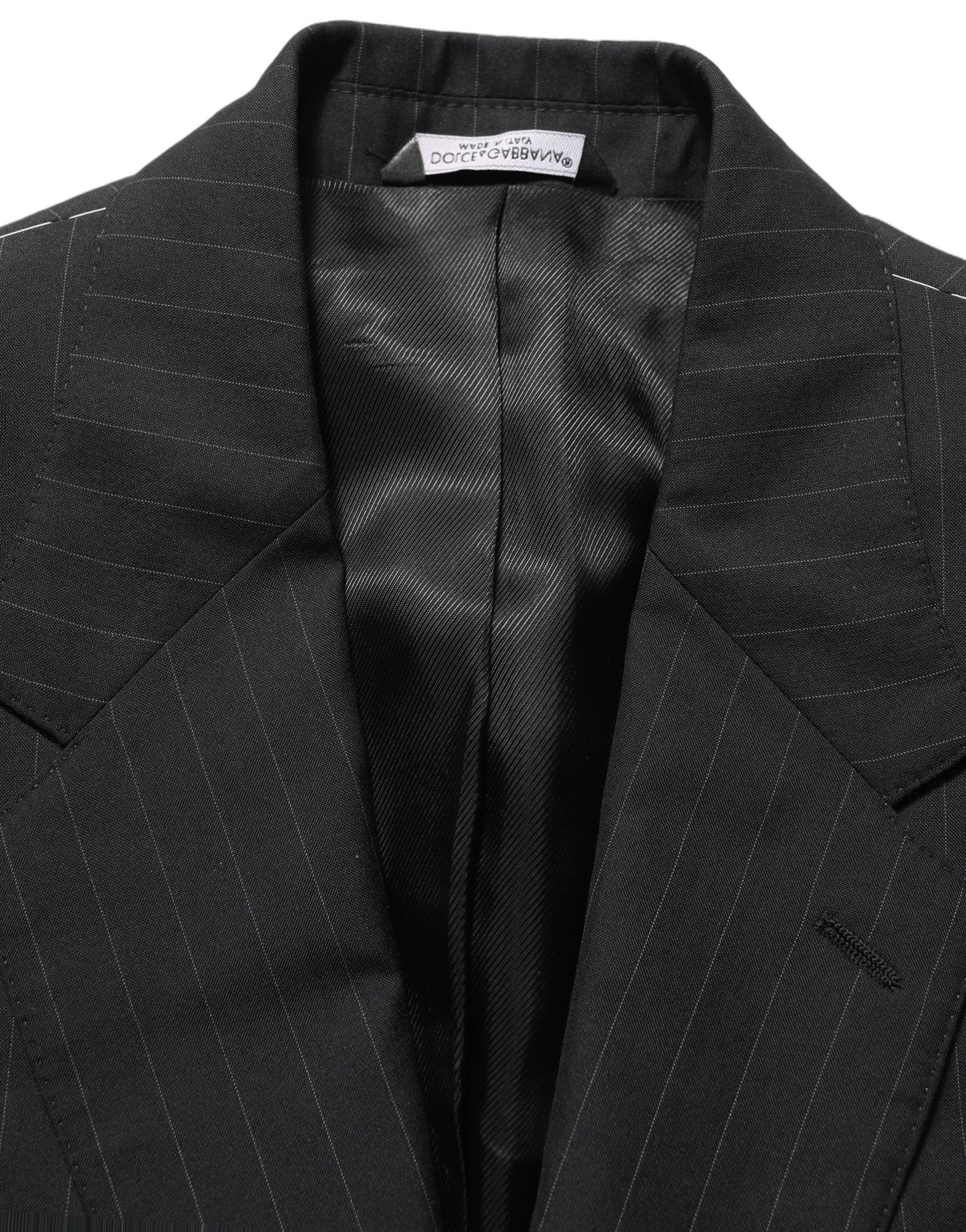 Dark Gray Stripes Wool Single Breasted Blazer