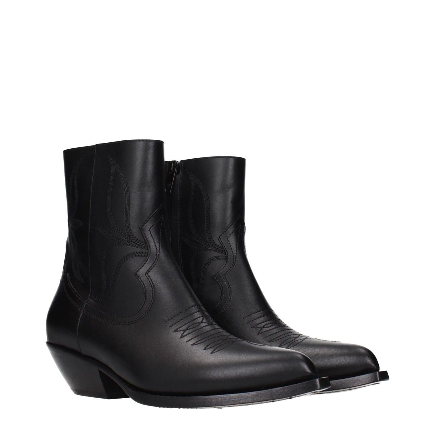 Black Leather Ankle Boots