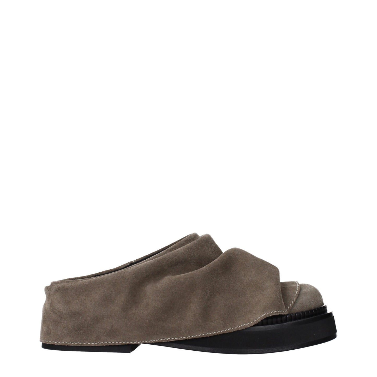 Gray Leather Slippers