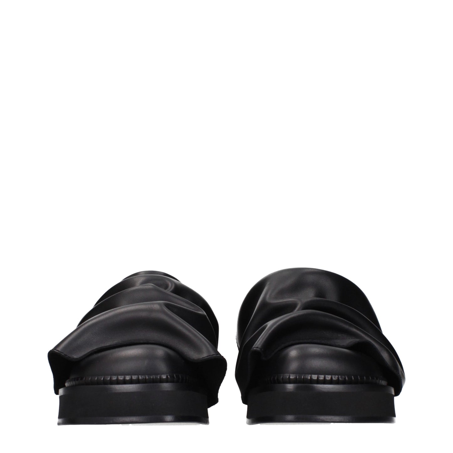 Black Leather Slippers