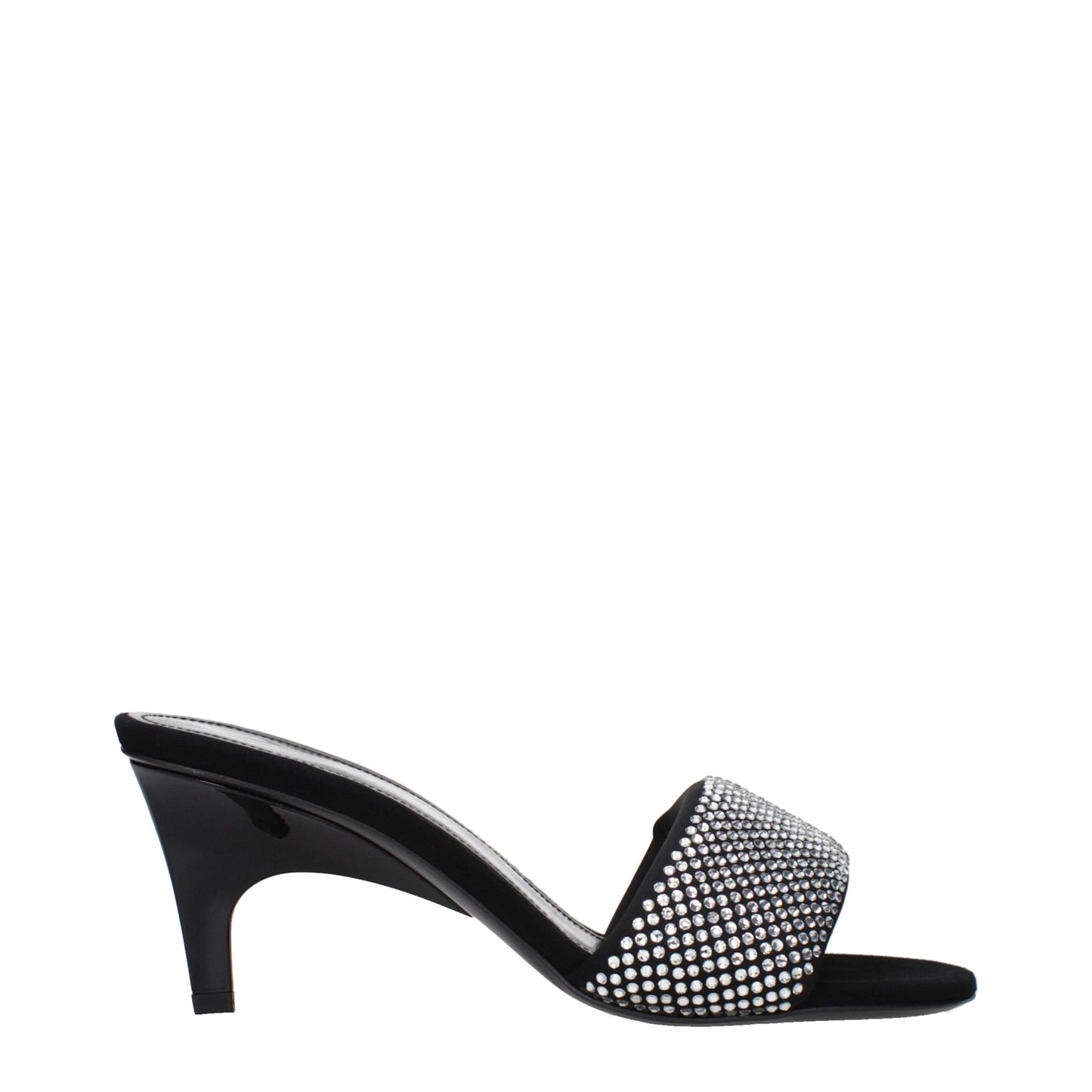 Black Fabric Stiletto Heel Sandals
