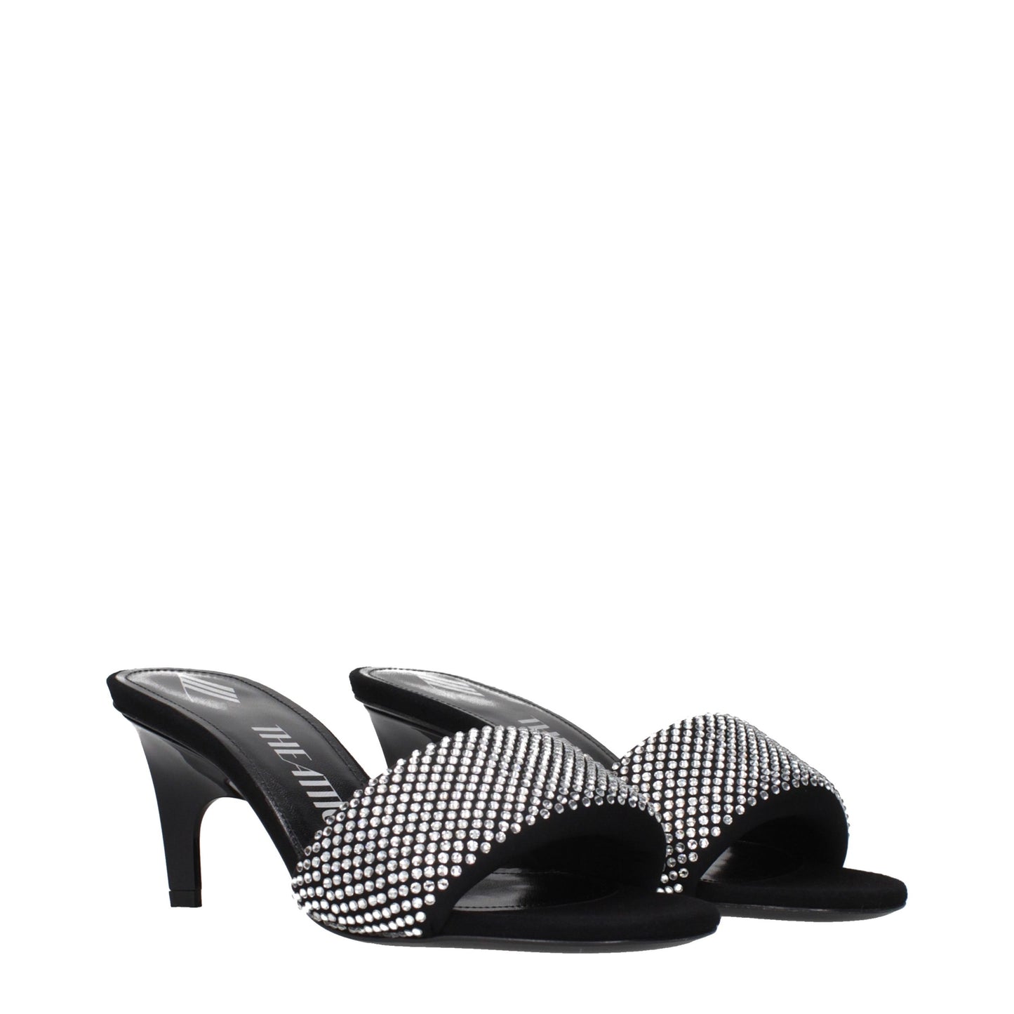 Black Fabric Stiletto Heel Sandals