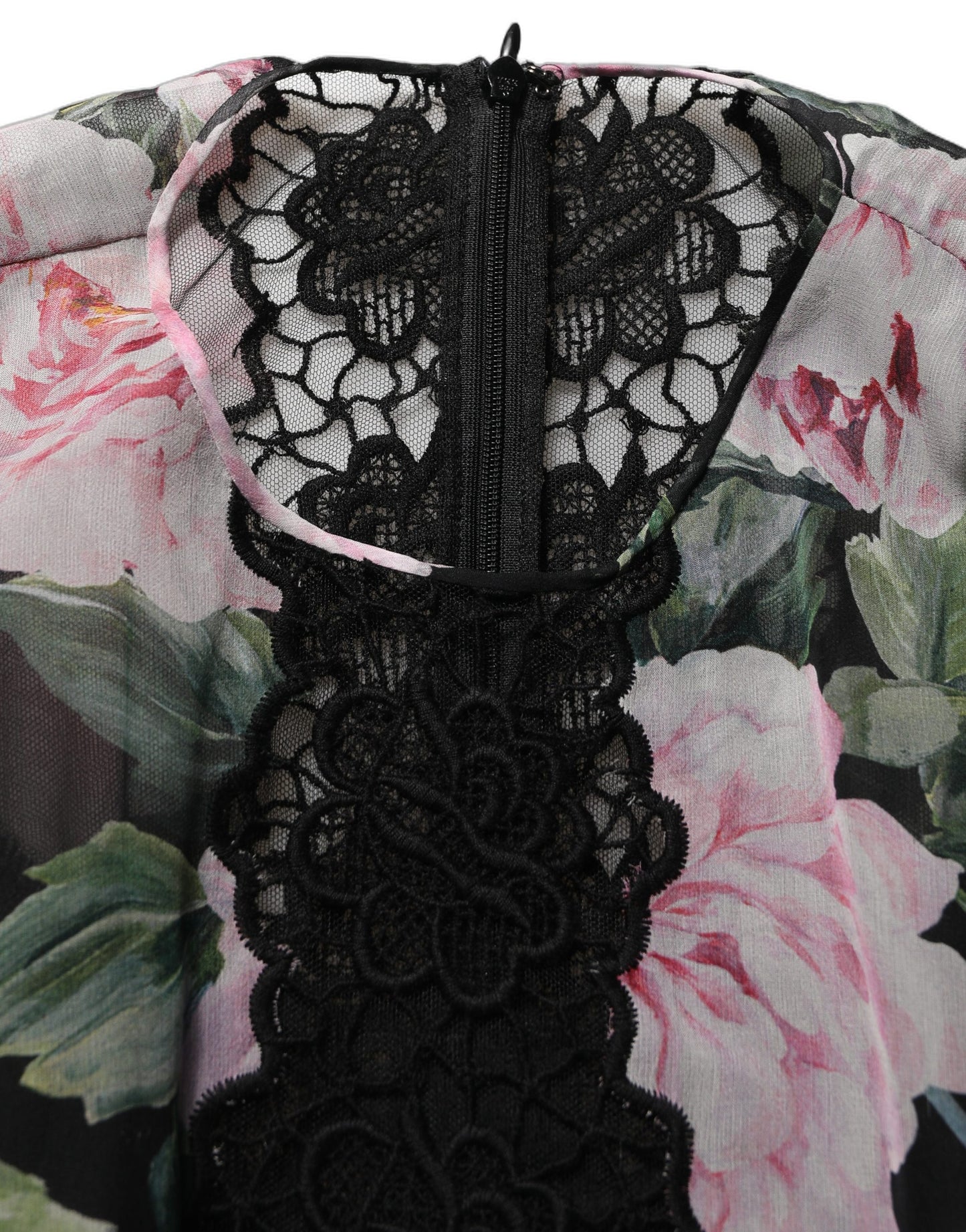 Black Floral Print Cotton Lace Maxi Dress
