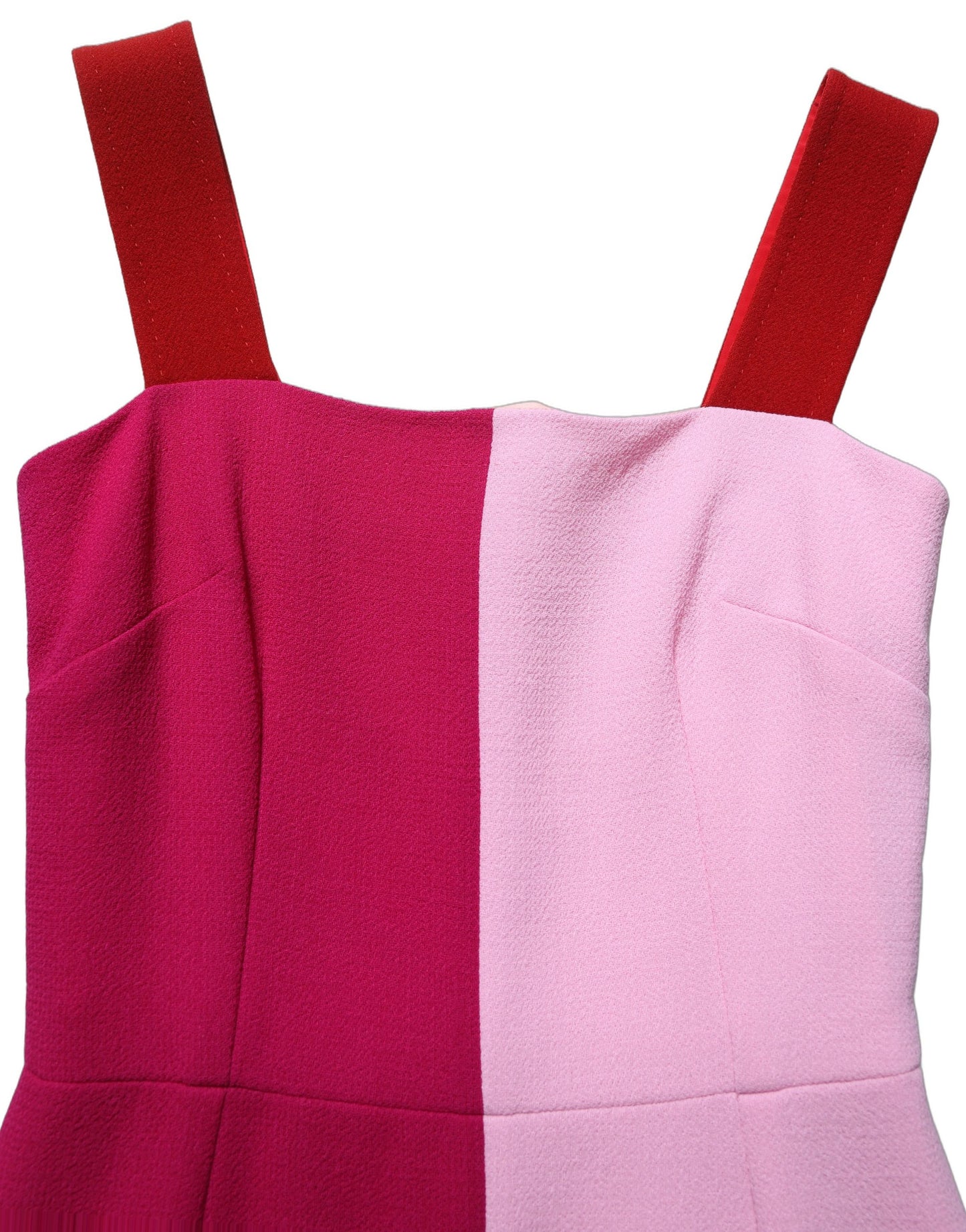 Two Tone Pink Wool Sleeveless Midi Dress