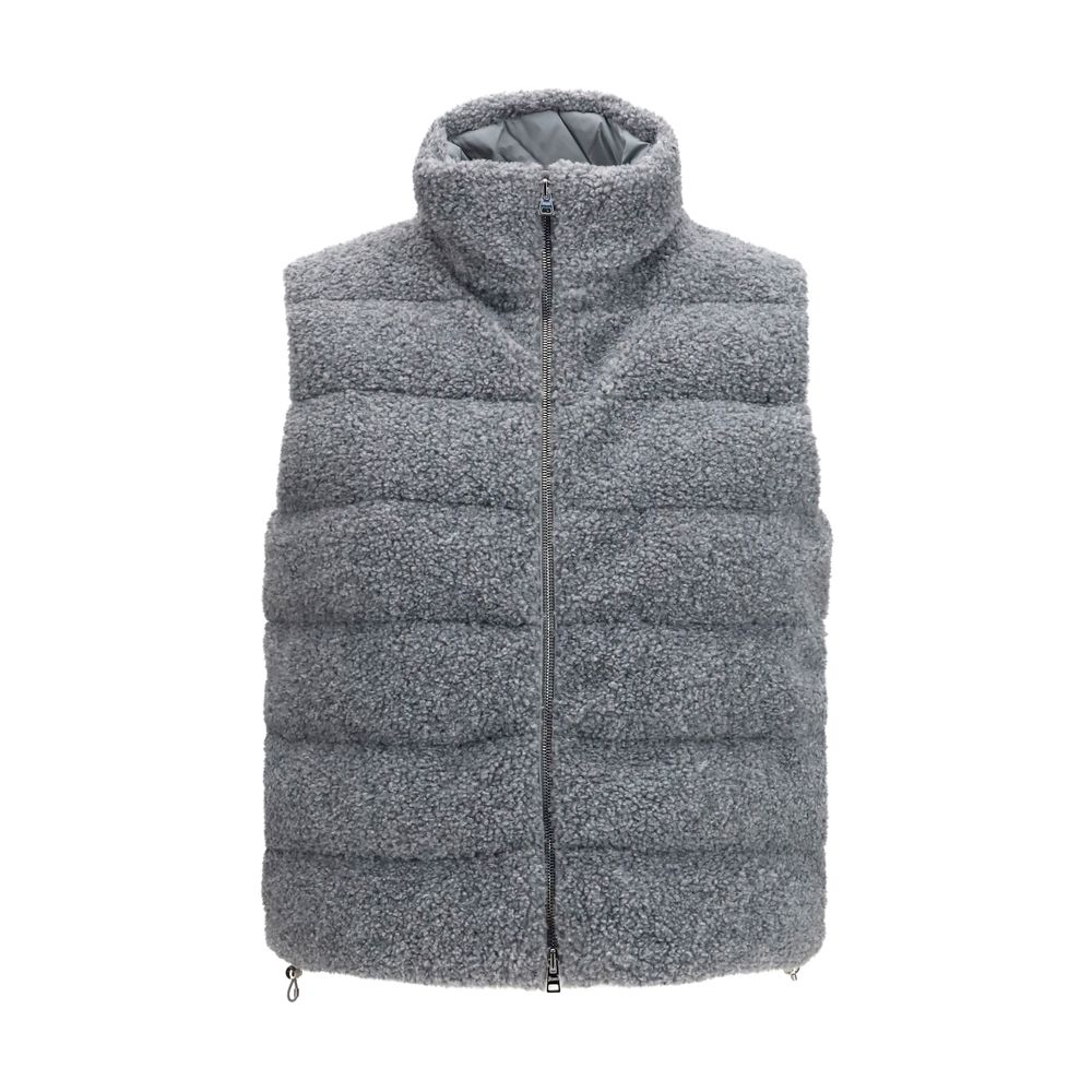 Gray Polyester Sleeveless Jacket
