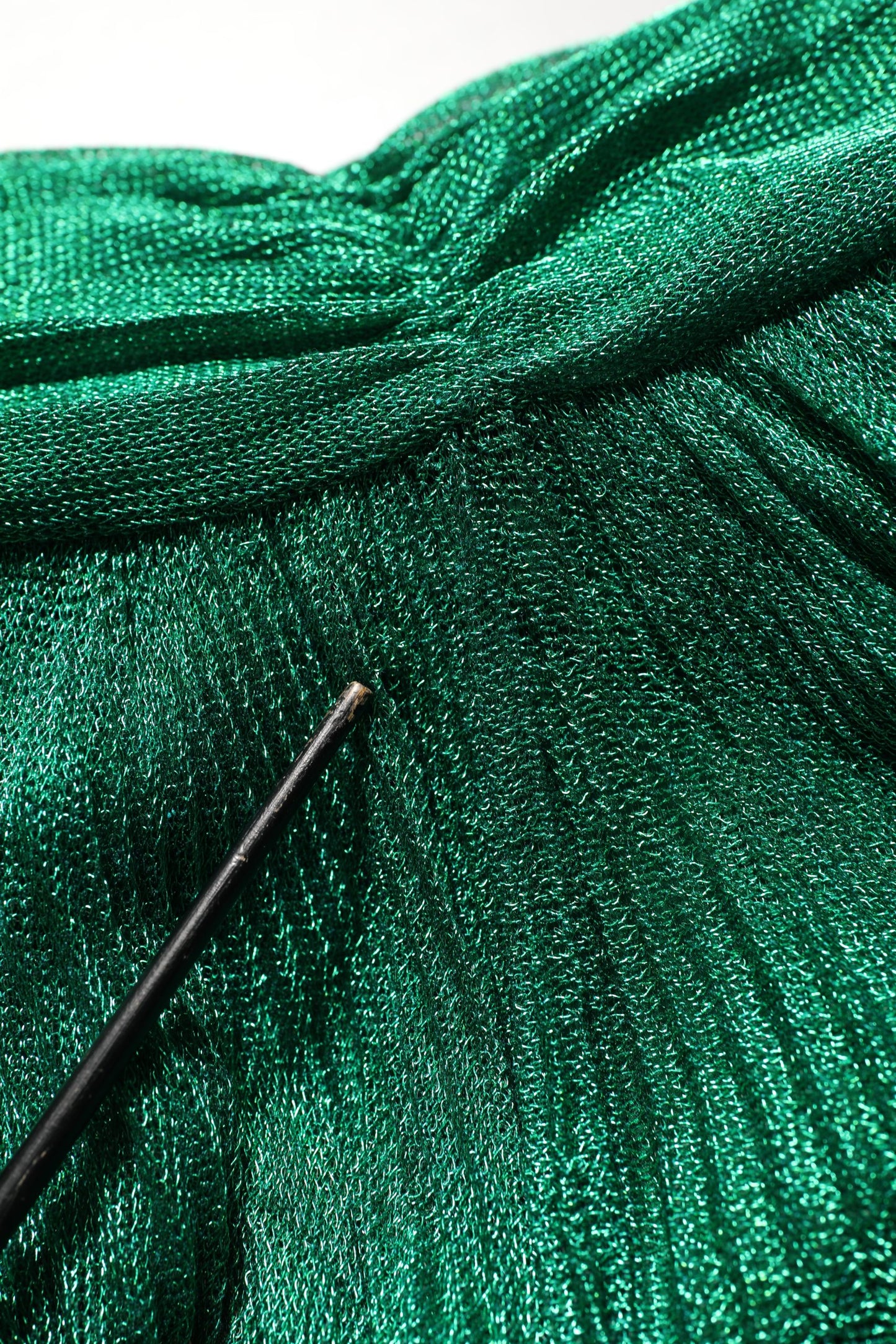 Emerald Green Plissé Evening Gown Dress