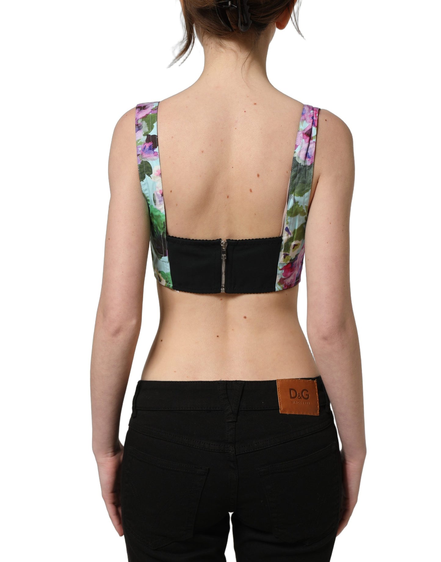Multicolor Floral Cropped Bustier Tank Top