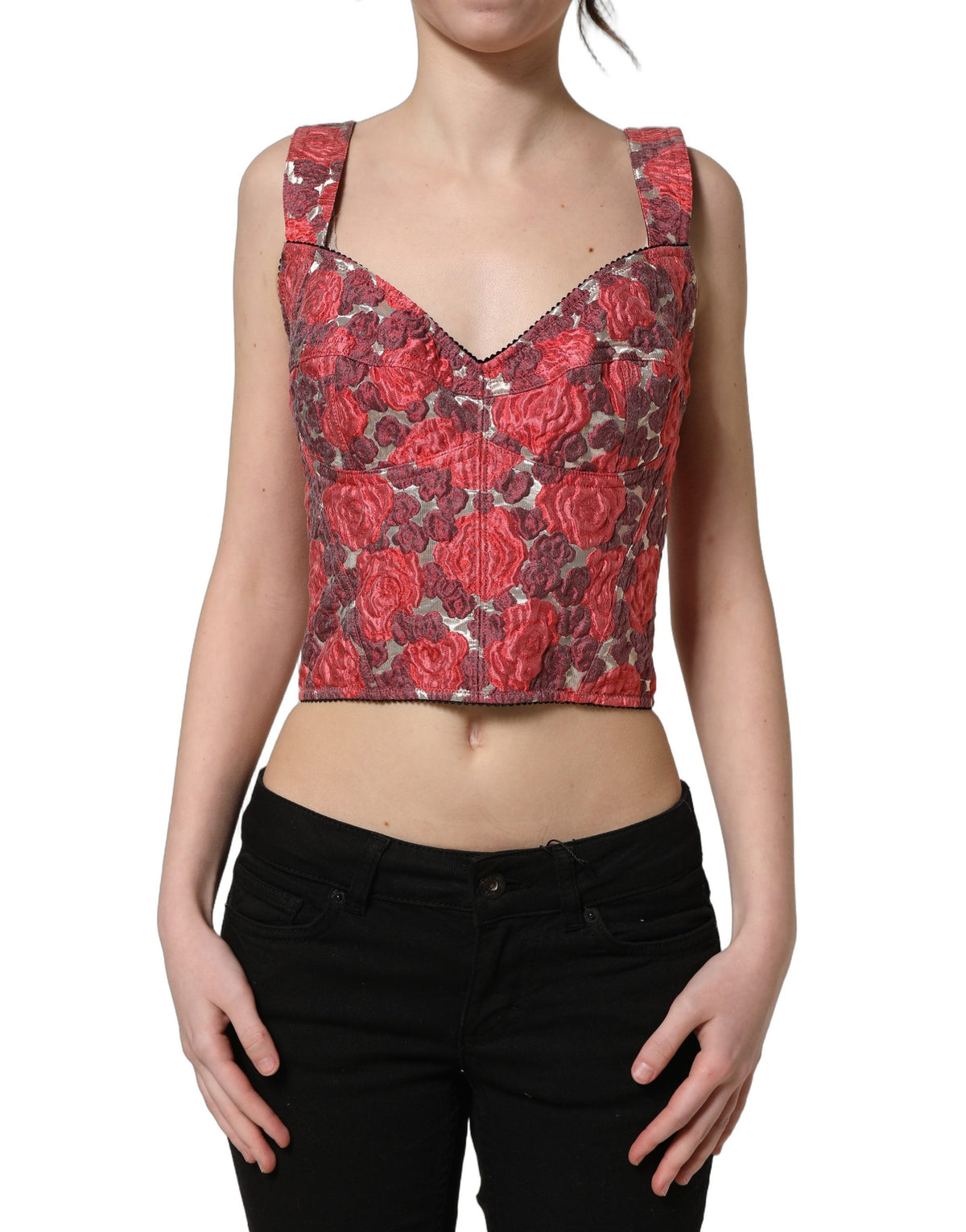 Multicolor Floral Cropped Bustier Tank Top