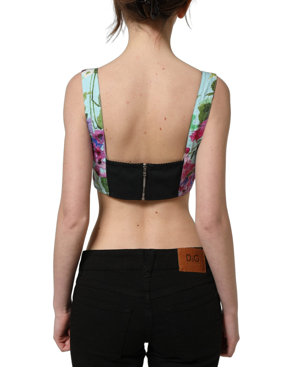 Multicolor Floral Cropped Bustier Tank Top