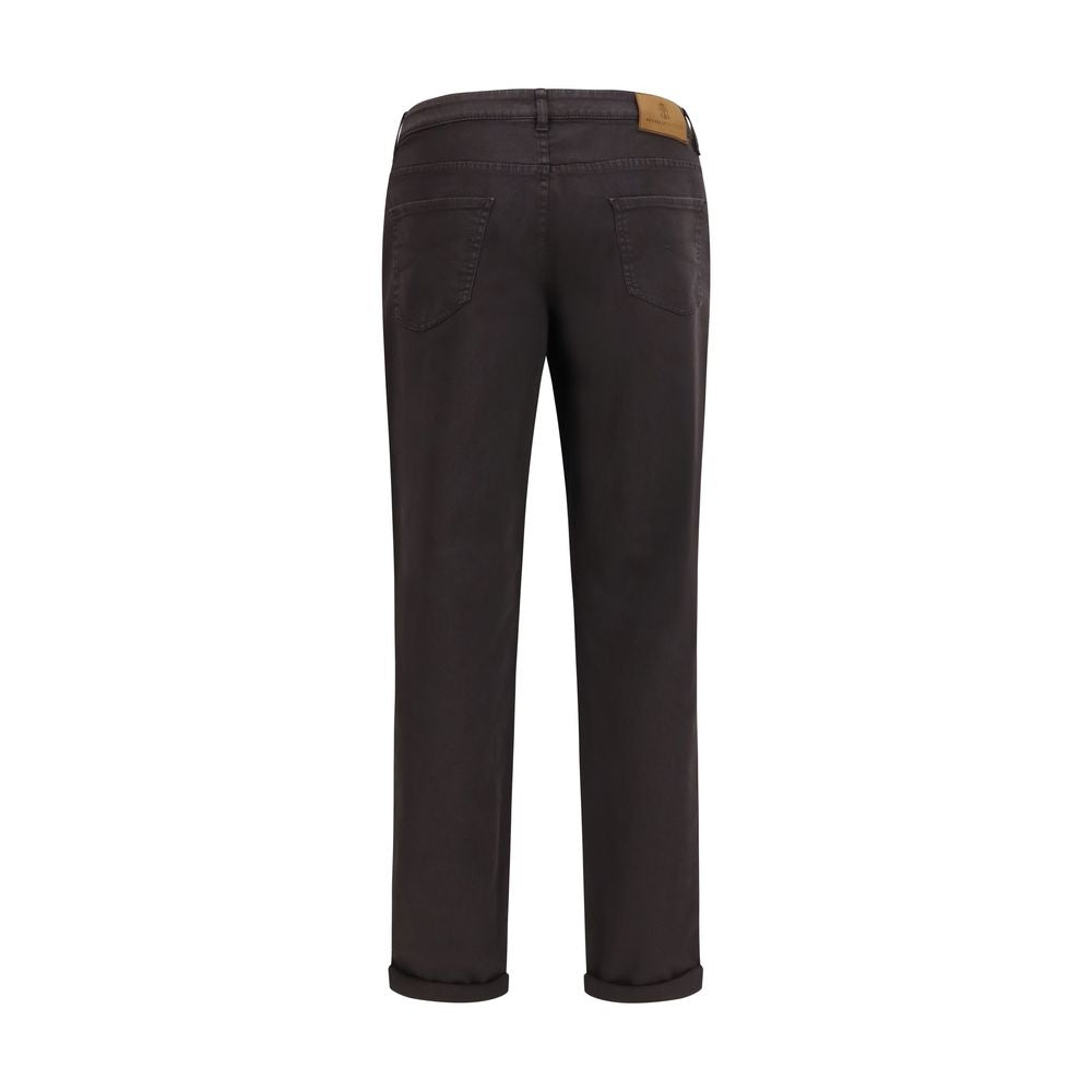 Brown Cotton Relaxed Fit Jeans