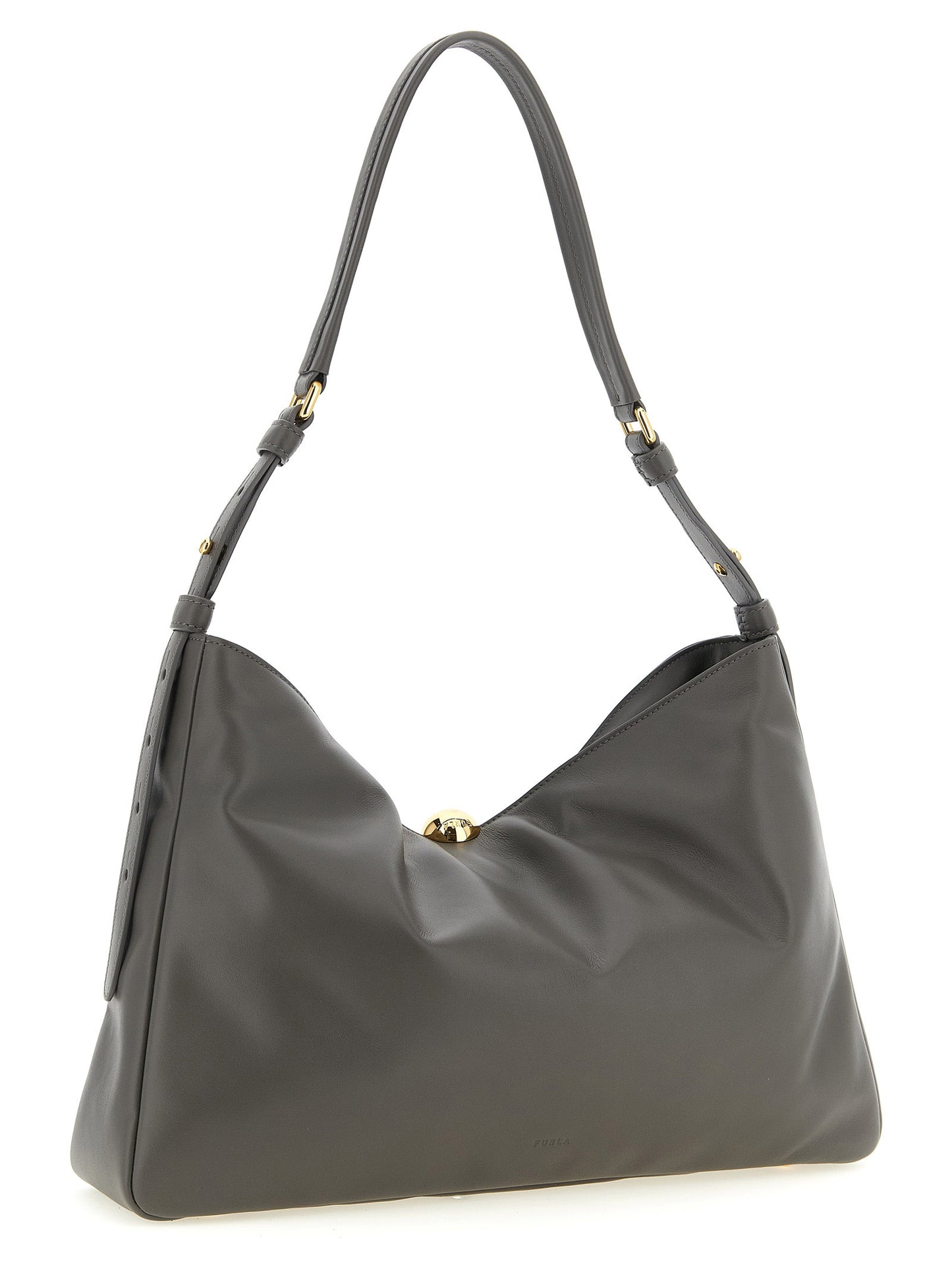 Gray Calfskin Shoulder Bag