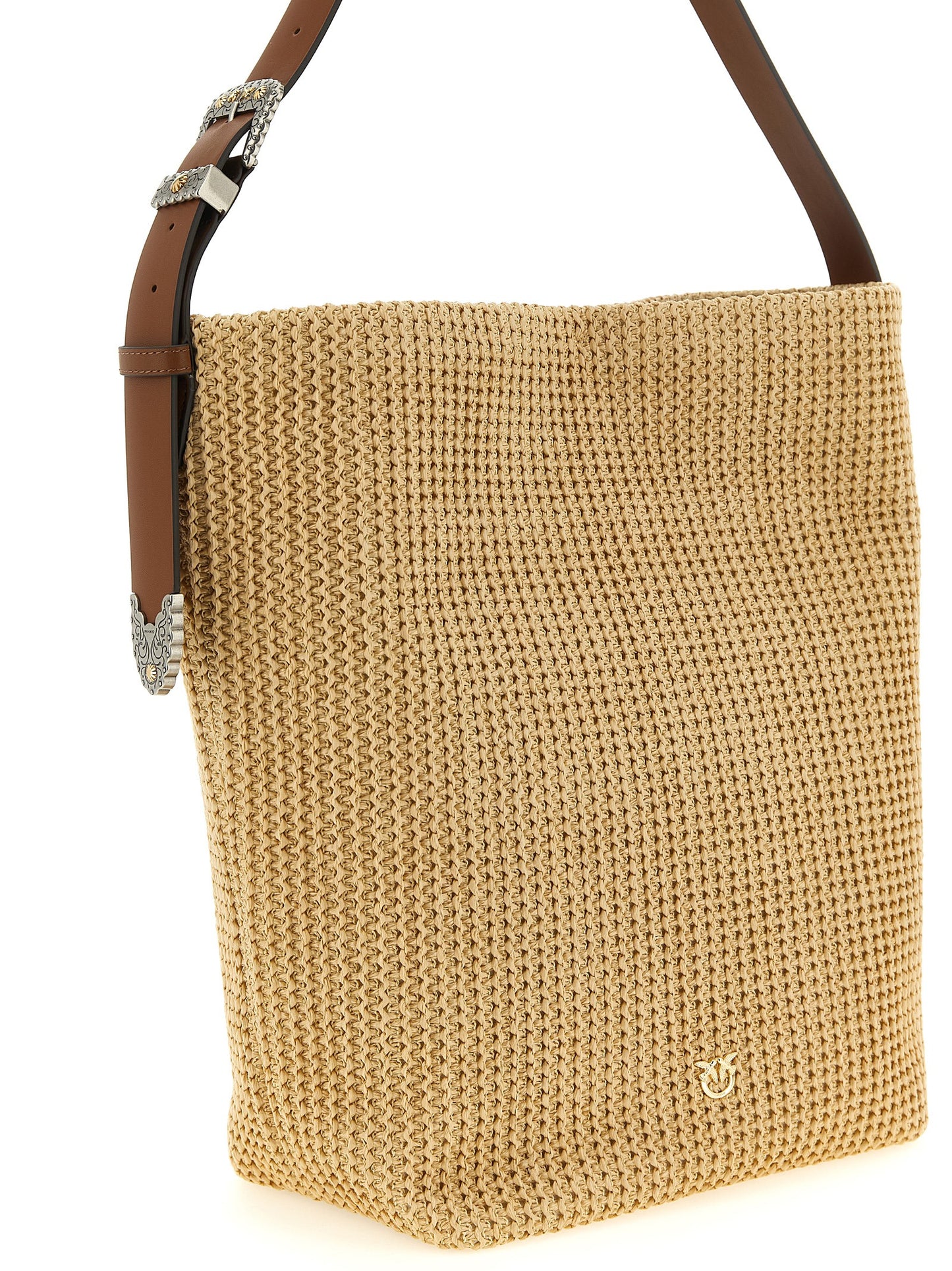 Beige Cowhide Shoulder Bag
