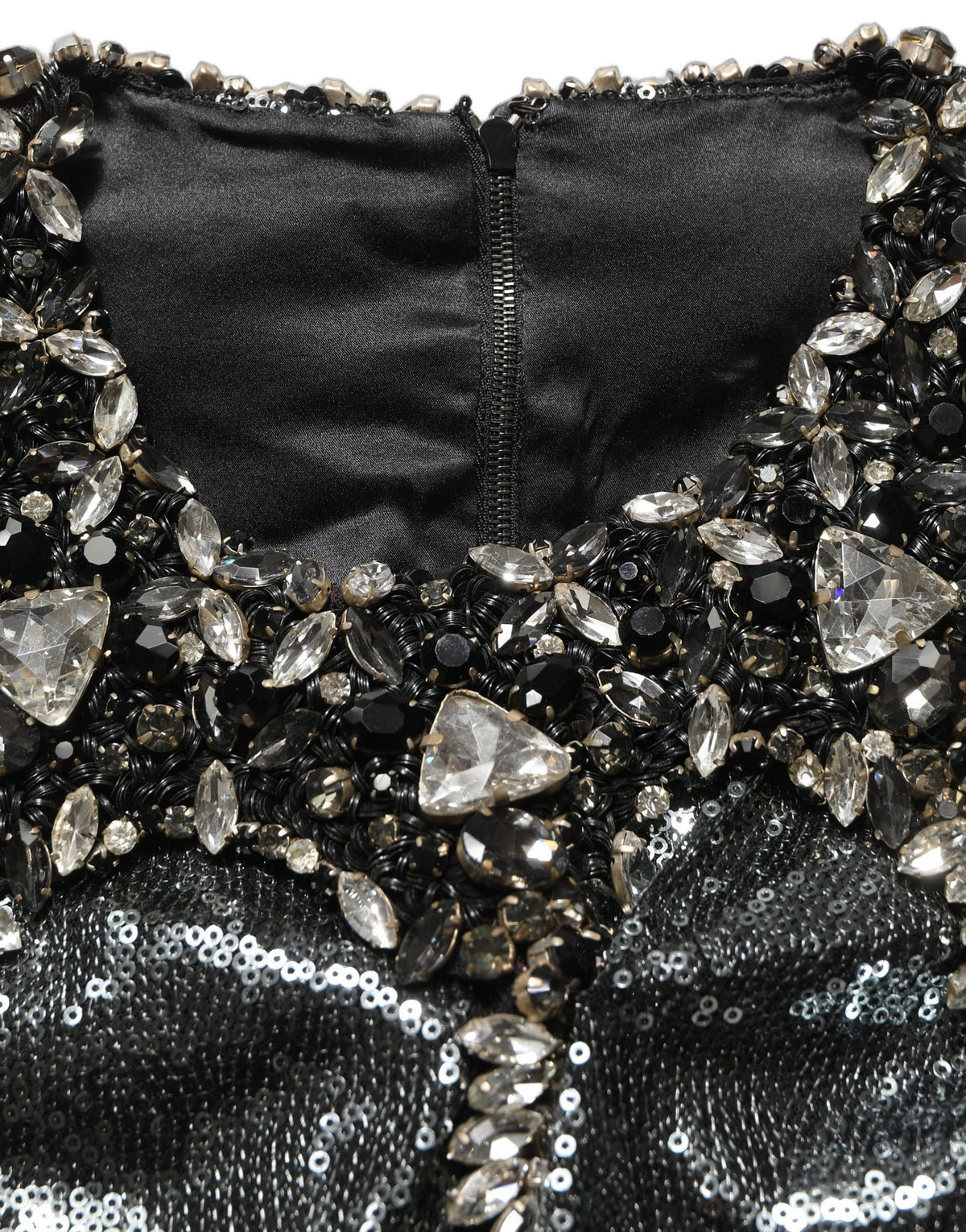 Metallic Gray Sequin Embellished Blouse Top