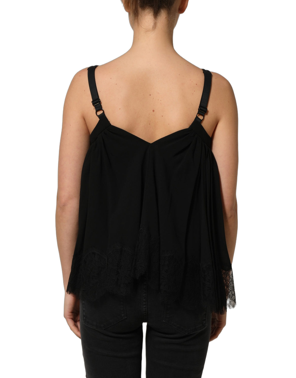 Black Sleeveless Floral Lace Tank Blouse Top