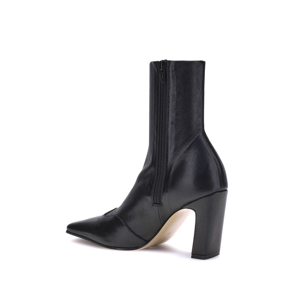 Black Calf Leather Bos Taurus Ankle Boots