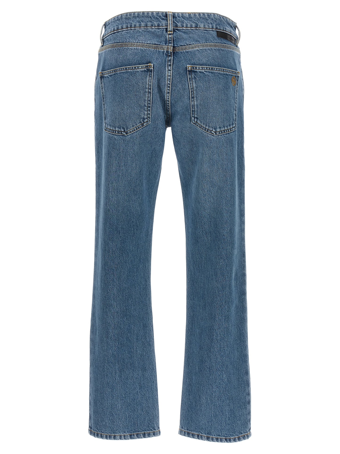 Blue Cotton Cropped Jeans